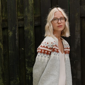 Soft Merino Wool Jumper, Scandi Style Knitted Merino Sweater, Scandi Zip-Up Jumper, Womens Cosy Sweater with zip / SNOW