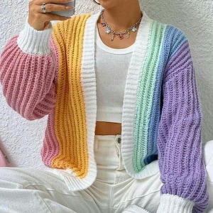 Crochet Pattern , Colorful Cargidan Pattern , Pullover cardigan Daily Jacket Pattern, Crochet Jacket DIY pdf