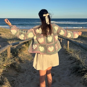 Crochet Pattern: Lover Heart Crochet Cardigan- Women’s Granny Square Sweater