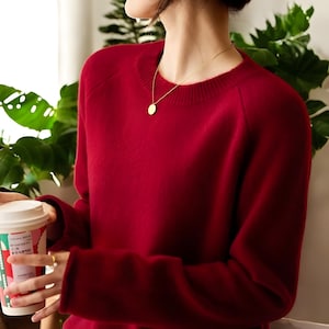 Merino Wool Sweater: Women's Soft Knit Pullover, Loose Fit